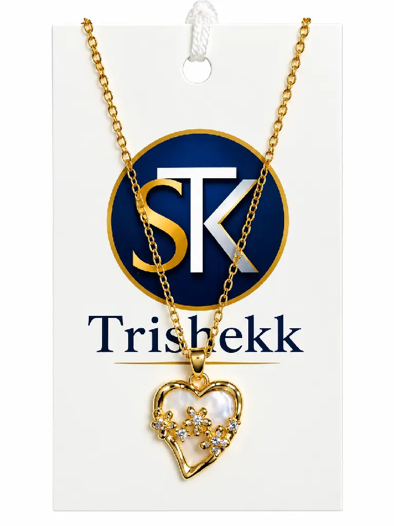 Gold Heart Pendant on Trishekk Jewelry Card.webp