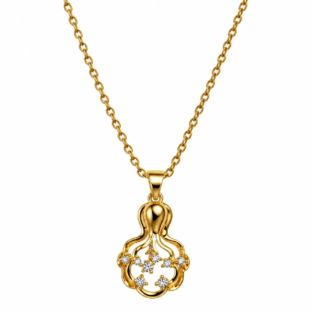 Polished Gold Gourd Pendant Necklace.webp