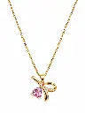 Gold Bow Pendant Necklace with Pink Gem.webp