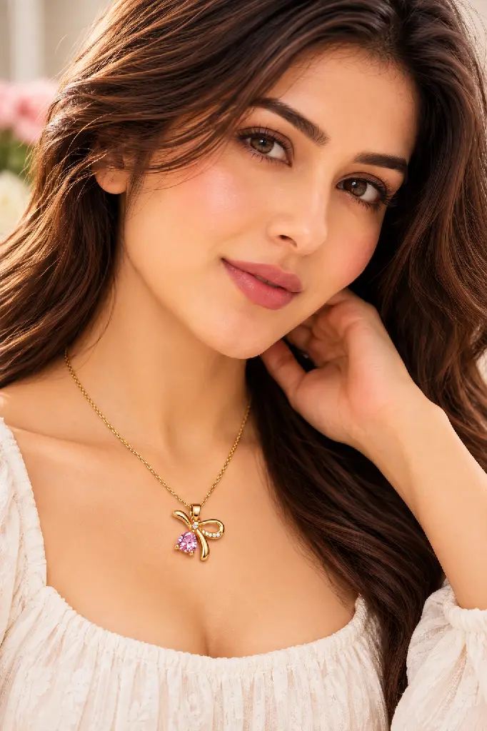 Elegant Gold Bow Pendant Portrait.webp