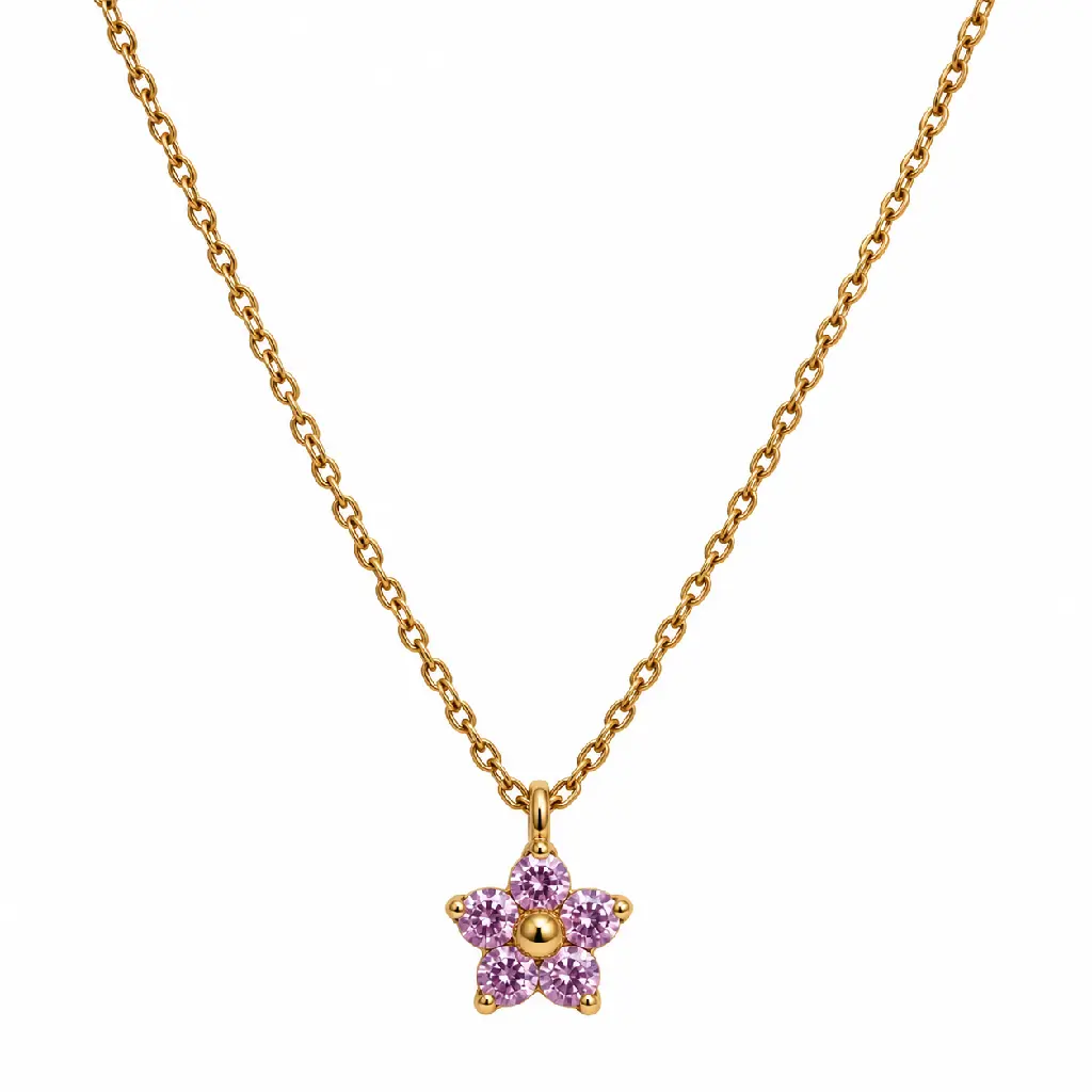 Lilac Gemstone Flower Necklace.webp