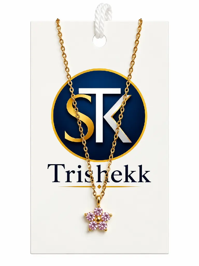 Gold Flower Pendant Necklace Display.webp