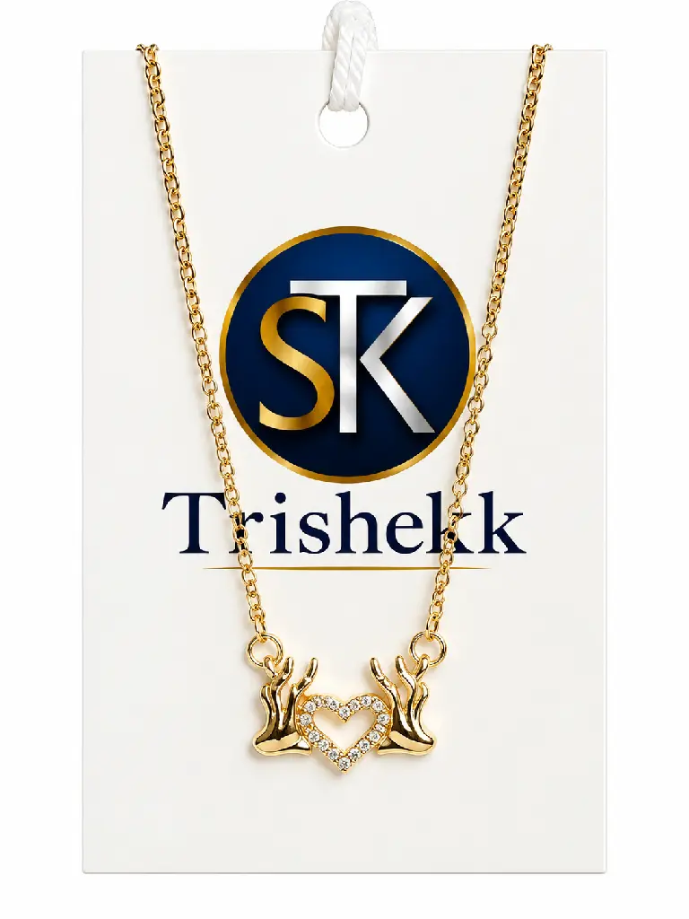 Trishekk Gold Heart Pendant Display.webp