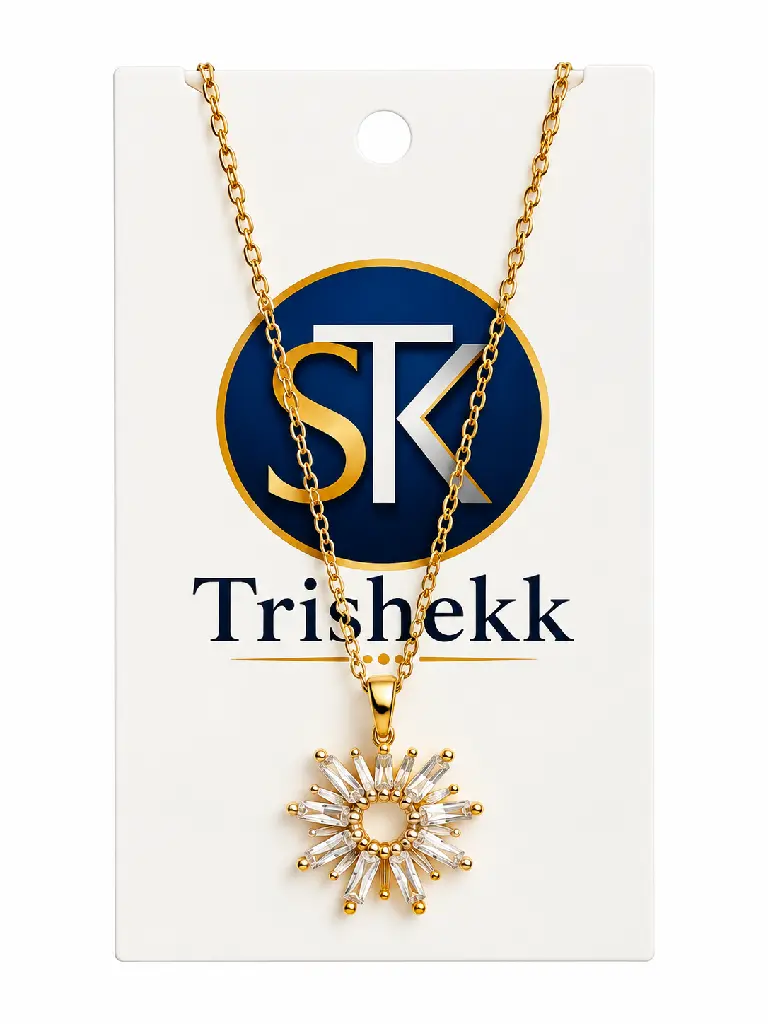 Trishekk Gold Sunburst Necklace Card.webp