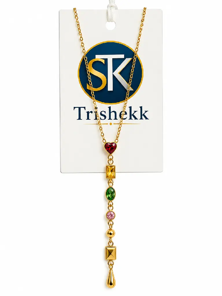 Trishekk Gold Gemstone Necklace Display.webp