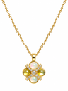 Stylish Flower Charm Necklace – Gold Tone Pendant with Crystal Detailing