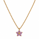 Elegant Purple Crystal Flower Necklace for Women – Stylish Gold Tone Pendant