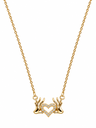 Heart Holding Hands Pendant Necklace – Gold Tone Crystal Necklace