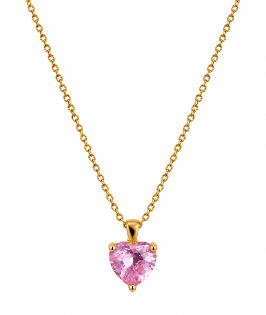 Elegant Pink Heart Pendant Necklace for Women