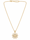 Gold-Tone Sun Rediating Pendant Necklace for Women