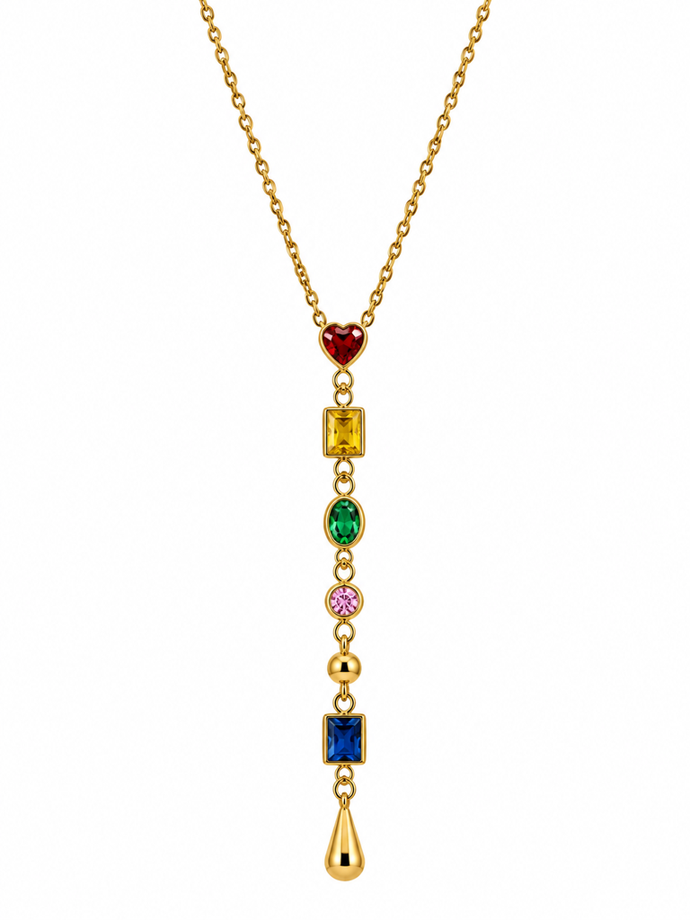 Multicolour Gold-Tone Long Pendant Chain for Women