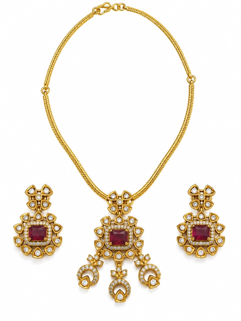 Ruby AD Jewellery Set for Women
