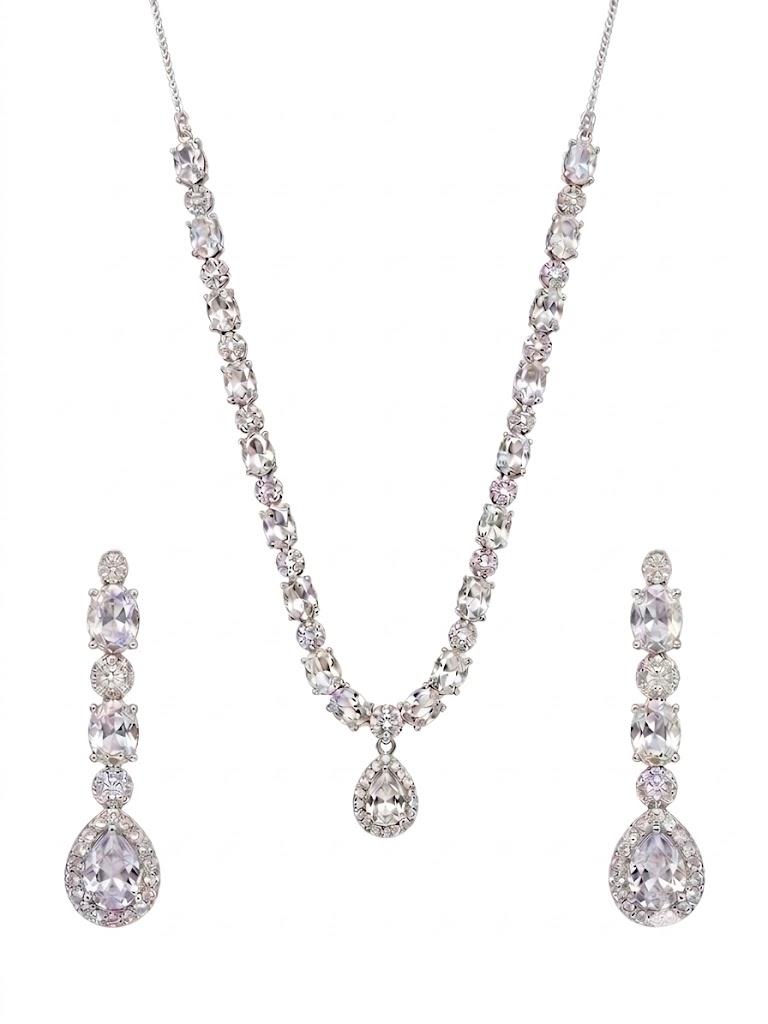 [AD Jewellery-1] AD Jewellery Stylish Women Necklace (White)
